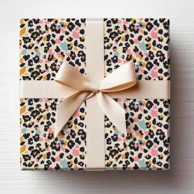 Vibrant Leopard Print Gift Wrap with Bow Detail Product