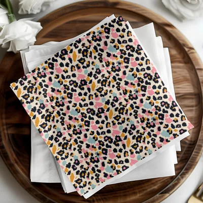 Multicolor Leopard Print Decorative Napkins Set