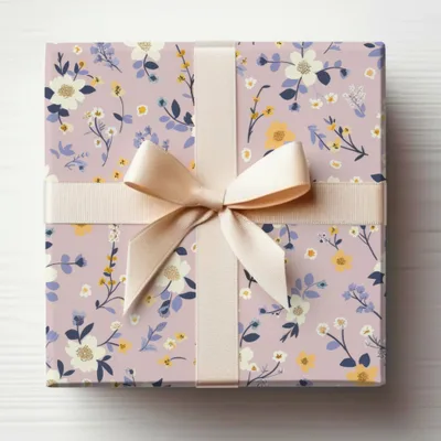 Elegant Floral Gift Box with Ribbon Wrapping Design