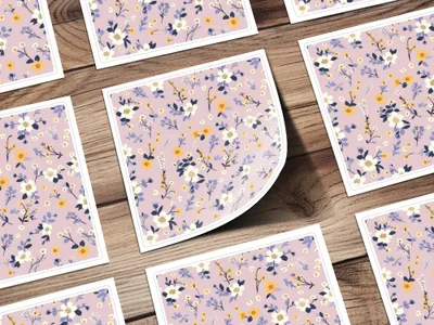 Pastel Floral Patterned Tiles with Detailed Flowers