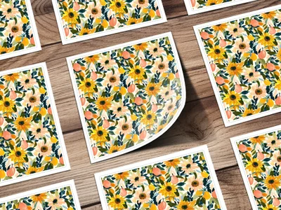 Vibrant Floral Pattern with Sunflowers Print Product
