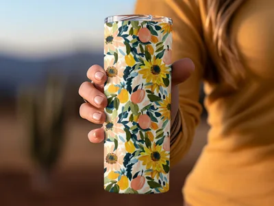Beautiful Floral Pattern Insulated Tumbler Cup
