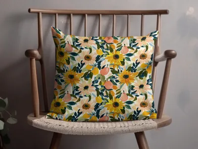 Bright Floral Pattern Decorative Pillow For Home Decor
