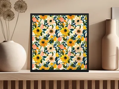Vibrant Floral Pattern Framed Art Print for Home Decor
