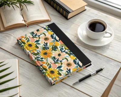 Floral Sunflower and Leaves Journal Notebook Product