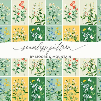 Patchwork Floral Seamless Delicate Flowers Seamless Pattern Watercolor Style Floral Background