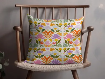 Vibrant Flower Pattern Throw Pillow for Home Décor