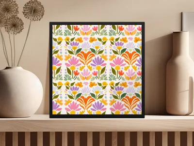 Colorful Floral Pattern Art Print for Home Decor