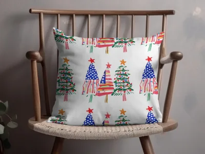 Patriotic Christmas Trees with Stars Seamless Festive Digital - Moore and Mountain