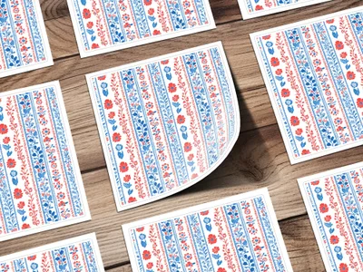 Red and Blue Floral Pattern Design Sheets product type