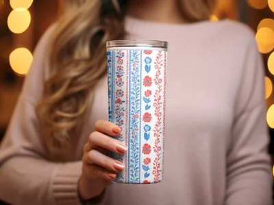 Colorful Floral Patterned Tumbler for Beverages