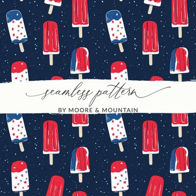 Patriotic Popsicle Seamless Pattern, July 4th Digital Paper, USA Ice Cream Texture, Summer Background, Fourth of July Surface Pattern