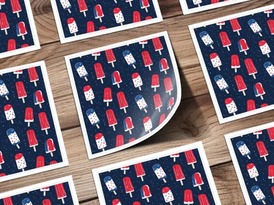 Patriotic Popsicle Themed Sticker Sheets Decor Set