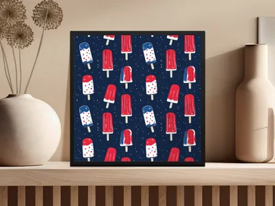 Patriotic Popsicle Print Art for Home Wall Decor