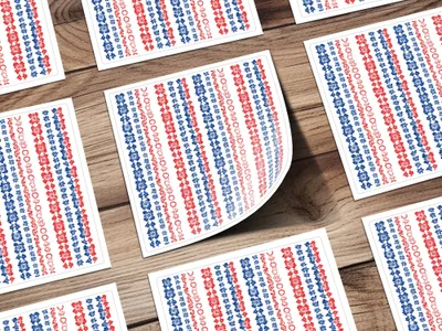 Red and Blue Floral Pattern Stickers for Craft Projects