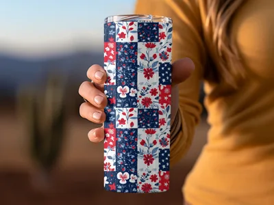 Floral and Stars Pattern Insulated Tumbler Product