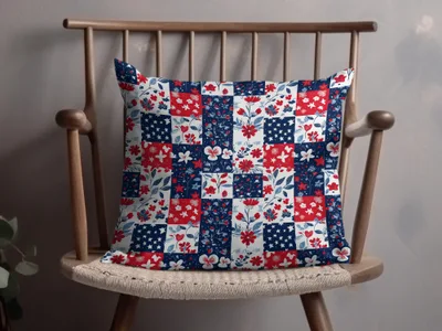 Colorful Patchwork Floral Pattern Decorative Pillow