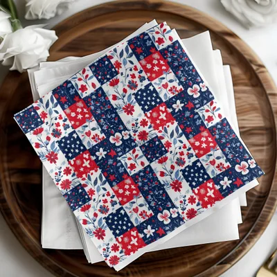Patchwork Design Floral and Star Print Paper Napkins