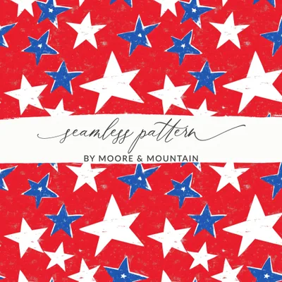 Patriotic Seamless Pattern, July 4th USA Stars, Digital Paper, Red White and Blue, Fabric Design, Background, Scrapbooking