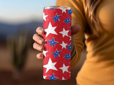 Red White and Blue Stars Design Tumbler Cup
