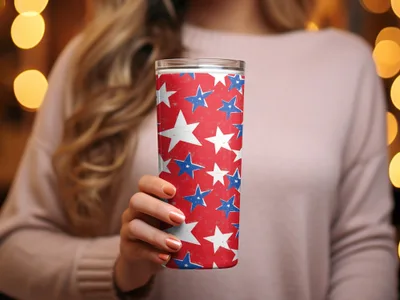 Patriotic Stars Red Blue White Insulated Tumbler