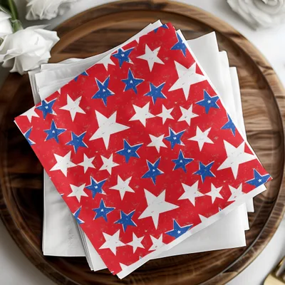 Red and Blue Stars Design Paper Napkin Set for Parties