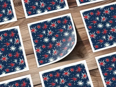 Red and White Starburst Pattern Sticker Sheets