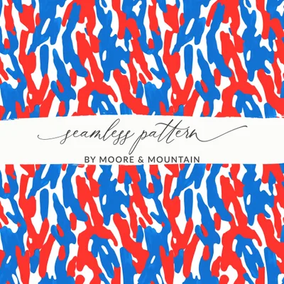 Patriotic Seamless Pattern, USA Digital Paper, July 4th Background, Red White Blue Repeat Pattern, American Digital Download