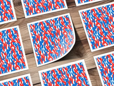 Vibrant Red and Blue Abstract Pattern Sticker Sheets
