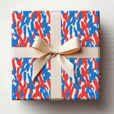 Red Blue White Abstract Pattern Gift Wrap Box