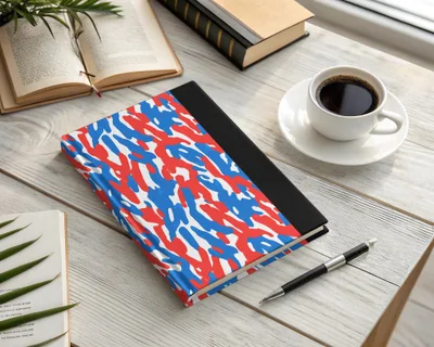 Vibrant Red Blue Camouflage Design Notebook Product