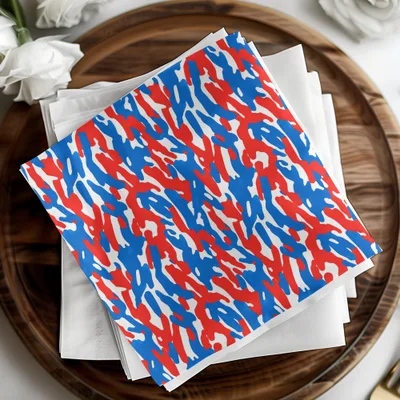 Vibrant Red and Blue Abstract Design Napkin Set
