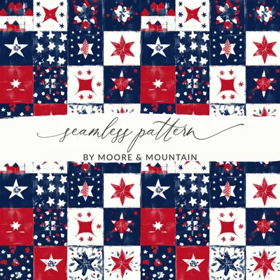 Patriotic Seamless Pattern, USA Digital Paper, July 4th Fabric Design, Red White Blue, Star Background, American Print, Digital Download