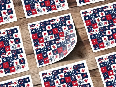 Patriotic Red White and Blue Patchwork Sticker Sheets