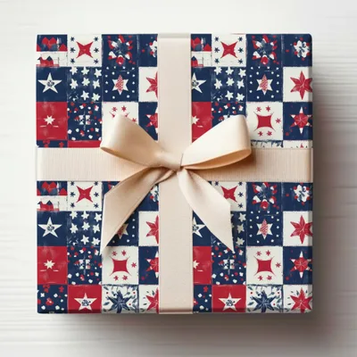 Patriotic Stars and Stripes Gift Wrap Party Supplies