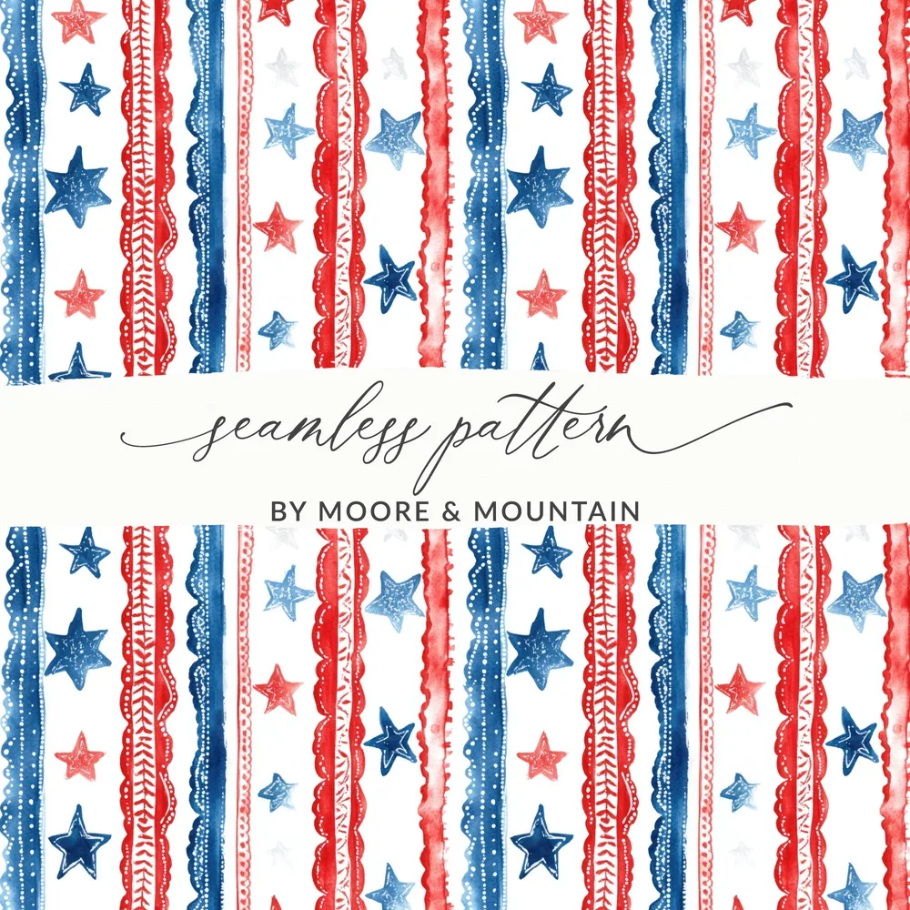 Stars and Stripes Patriotic Seamless Pattern Design