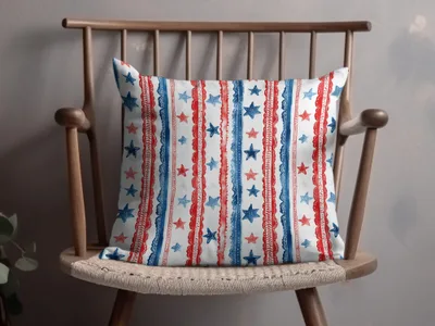 Patriotic Stars and Stripes Pattern Throw Pillow