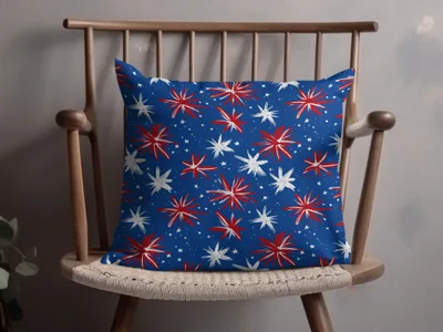Festive Red White Blue Stars Decorative Pillow Cover
