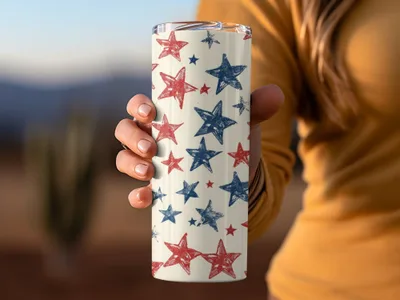 Patriotic Star Seamless Pattern, Red White Blue Digital Paper, 4th of July Printable Fabric Design, Scrapbooking Background Download - Moore and Mountain