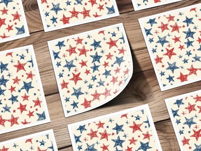 Patriotic Star Seamless Pattern, Red White Blue Digital Paper, 4th of July Printable Fabric Design, Scrapbooking Background Download - Moore and Mountain
