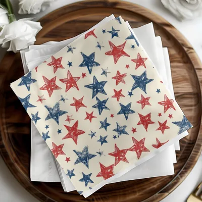 Patriotic Star Seamless Pattern, Red White Blue Digital Paper, 4th of July Printable Fabric Design, Scrapbooking Background Download - Moore and Mountain