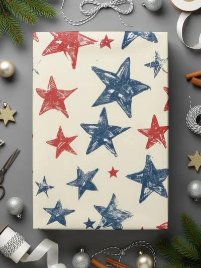 Patriotic Star Seamless Pattern, Red White Blue Digital Paper, 4th of July Printable Fabric Design, Scrapbooking Background Download - Moore and Mountain