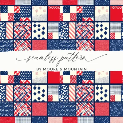 Patriotic USA Seamless Pattern Digital Download, July 4th Fabric Design, Red White and Blue Print, Fourth of July Digital Paper
