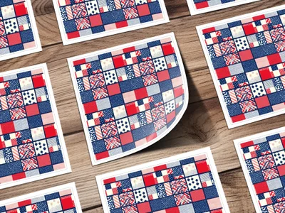 Vibrant Patchwork Design Sticker Set for Crafting Projects