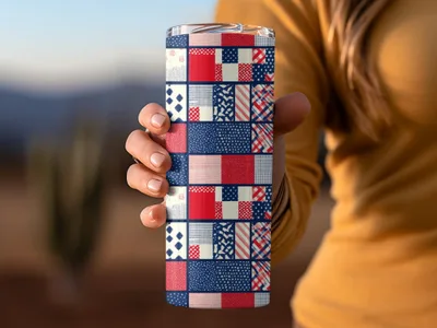 Colorful Patchwork Design Beverage Tumbler Product