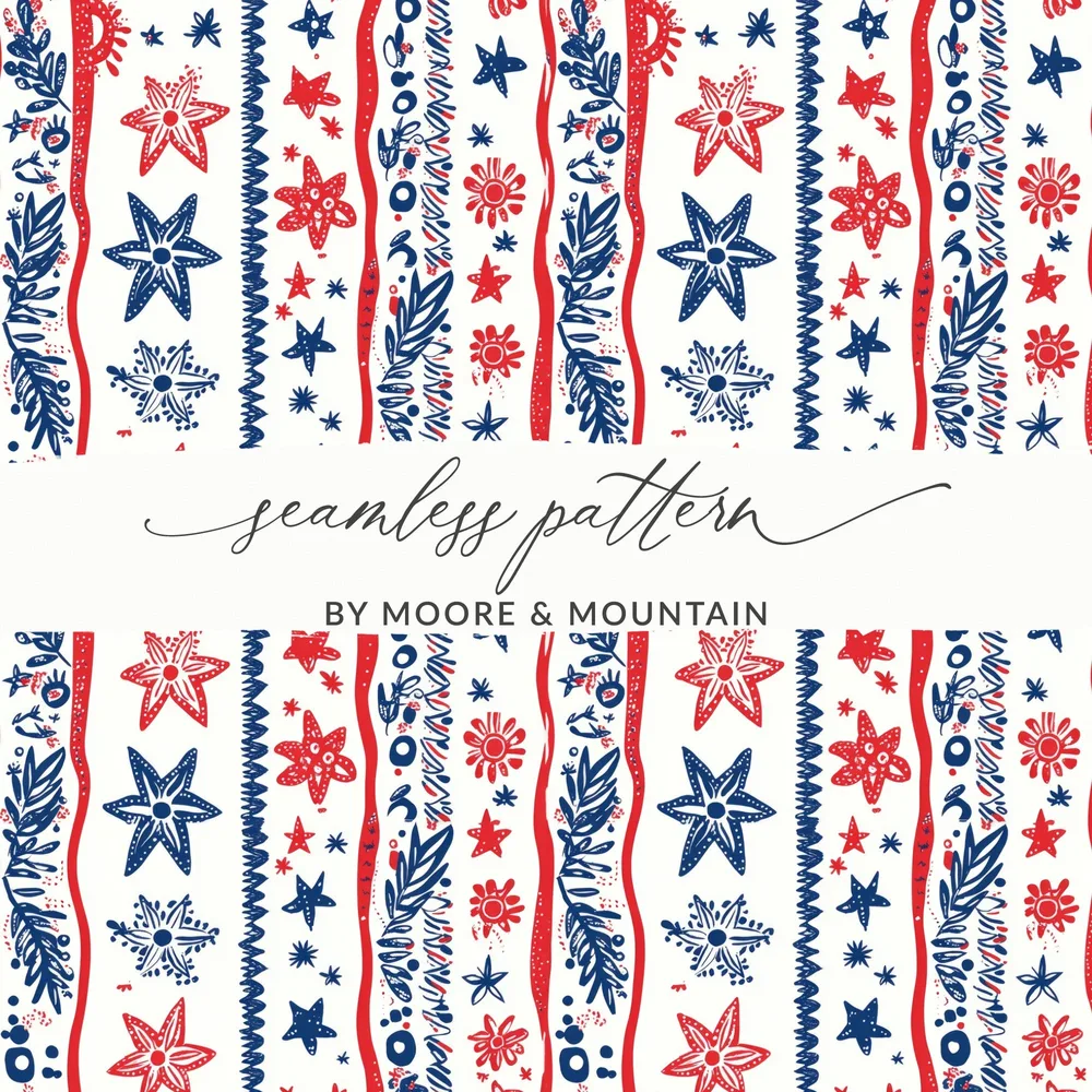 Colorful Star and Floral Pattern Seamless Design