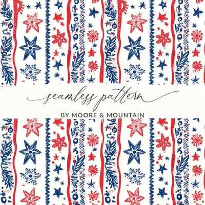Patriotic USA Seamless Pattern, July 4th Digital Paper, Stars and Stripes Repeat Pattern, Red White and Blue Fabric Design