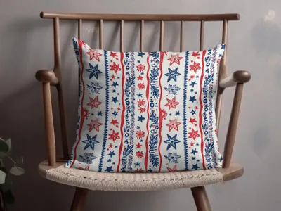 Patriotic Star and Stripe Pattern Cushion Cover Pillow