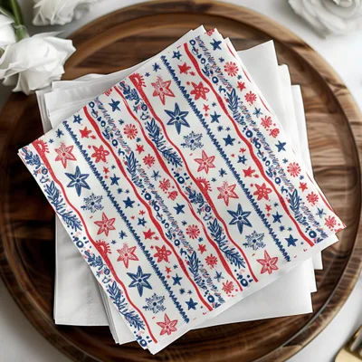 Red and Blue Stars and Stripes Design Napkin Product