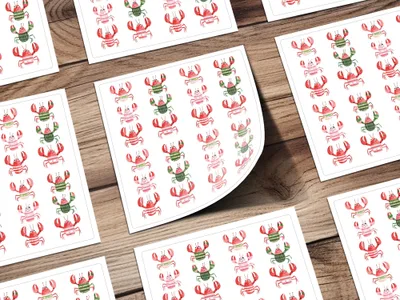 Pattern of Joyful Lobsters With Festive Garments Digital - Moore and Mountain
